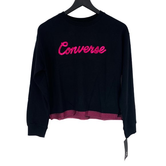 CONVERSE Pink Metallic Logo Crewneck Sweatshirt - Picture 3 of 16
